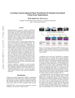 Learning Content-enhanced Mask Transformer for Domain Generalized
  Urban-Scene Segmentation