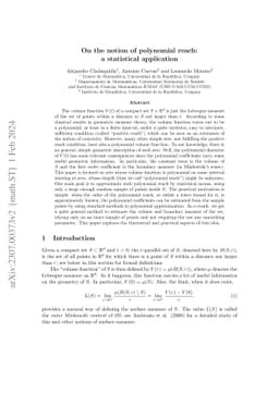 On the notion of polynomial reach: a statistical application