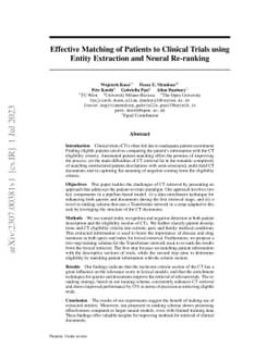 Effective Matching of Patients to Clinical Trials using Entity
  Extraction and Neural Re-ranking