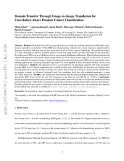 Domain Transfer Through Image-to-Image Translation for Uncertainty-Aware
  Prostate Cancer Classification