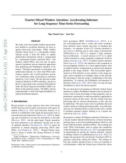 Fourier-Mixed Window Attention: Accelerating Informer for Long Sequence
  Time-Series Forecasting