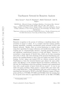 TinySiamese Network for Biometric Analysis