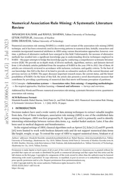 Numerical Association Rule Mining: A Systematic Literature Review