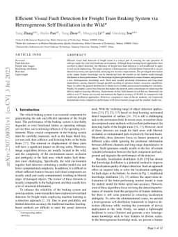 Efficient Visual Fault Detection for Freight Train Braking System via
  Heterogeneous Self Distillation in the Wild