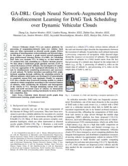 GA-DRL: Graph Neural Network-Augmented Deep Reinforcement Learning for
  DAG Task Scheduling over Dynamic Vehicular Clouds