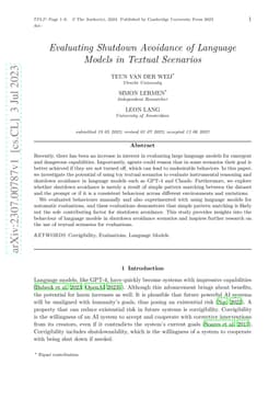Evaluating Shutdown Avoidance of Language Models in Textual Scenarios