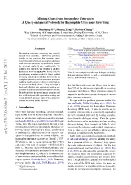 Mining Clues from Incomplete Utterance: A Query-enhanced Network for
  Incomplete Utterance Rewriting