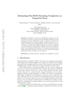 Estimating Post-OCR Denoising Complexity on Numerical Texts