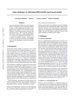 Some challenges of calibrating differentiable agent-based models