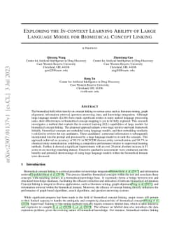 Exploring the In-context Learning Ability of Large Language Model for
  Biomedical Concept Linking