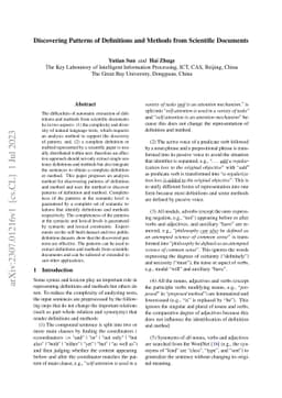 Discovering Patterns of Definitions and Methods from Scientific
  Documents