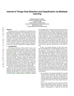 Internet of Things Fault Detection and Classification via Multitask
  Learning
