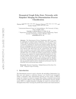 Dynamical Graph Echo State Networks with Snapshot Merging for
  Dissemination Process Classification