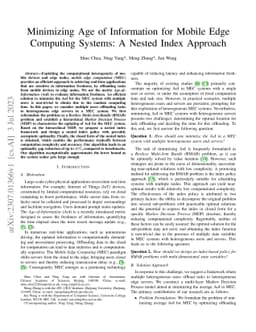 Minimizing Age of Information for Mobile Edge Computing Systems: A
  Nested Index Approach