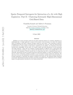 Spatio-Temporal Surrogates for Interaction of a Jet with High
  Explosives: Part II -- Clustering Extremely High-Dimensional Grid-Based Data