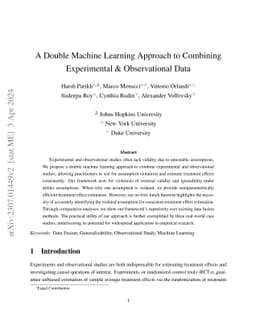 A Double Machine Learning Approach to Combining Experimental and
  Observational Data