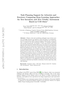 Task Planning Support for Arborists and Foresters: Comparing Deep
  Learning Approaches for Tree Inventory and Tree Vitality Assessment Based on
  UAV-Data