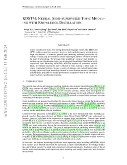 KDSTM: Neural Semi-supervised Topic Modeling with Knowledge Distillation