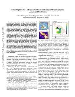 Stranding Risk for Underactuated Vessels in Complex Ocean Currents:
  Analysis and Controllers