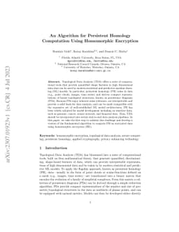 An Algorithm for Persistent Homology Computation Using Homomorphic
  Encryption