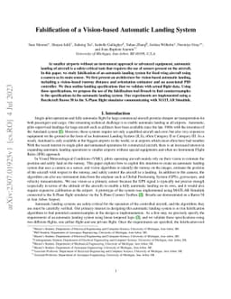 Falsification of a Vision-based Automatic Landing System