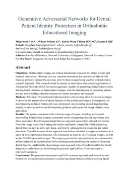 Generative Adversarial Networks for Dental Patient Identity Protection
  in Orthodontic Educational Imaging