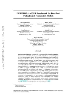 EHRSHOT: An EHR Benchmark for Few-Shot Evaluation of Foundation Models