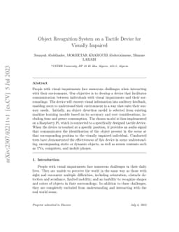 Object Recognition System on a Tactile Device for Visually Impaired