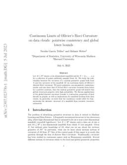 Continuum Limits of Ollivier's Ricci Curvature on data clouds: pointwise
  consistency and global lower bounds