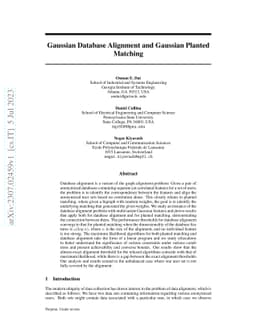 Gaussian Database Alignment and Gaussian Planted Matching