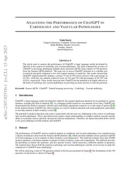 Analyzing the Performance of ChatGPT in Cardiology and Vascular
  Pathologies