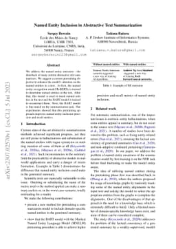 Named Entity Inclusion in Abstractive Text Summarization
