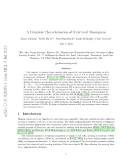 A Complete Characterisation of Structured Missingness