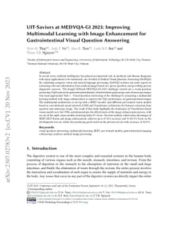 UIT-Saviors at MEDVQA-GI 2023: Improving Multimodal Learning with Image
  Enhancement for Gastrointestinal Visual Question Answering