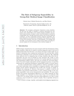 The Role of Subgroup Separability in Group-Fair Medical Image
  Classification