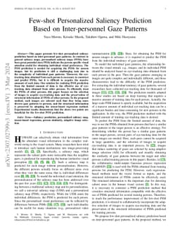 Few-shot Personalized Saliency Prediction Based on Inter-personnel Gaze
  Patterns