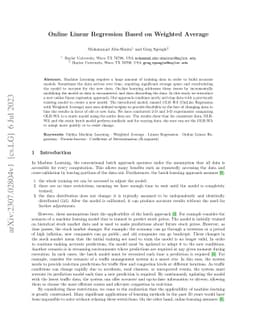 OLR-WA Online Regression with Weighted Average