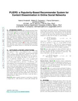 PLIERS: a Popularity-Based Recommender System for Content Dissemination
  in Online Social Networks