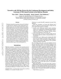 Towards a safe MLOps Process for the Continuous Development and Safety
  Assurance of ML-based Systems in the Railway Domain