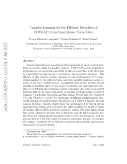 Transfer Learning for the Efficient Detection of COVID-19 from
  Smartphone Audio Data