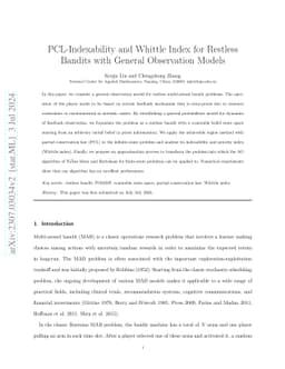 PCL-Indexability and Whittle Index for Restless Bandits with General Observation Models