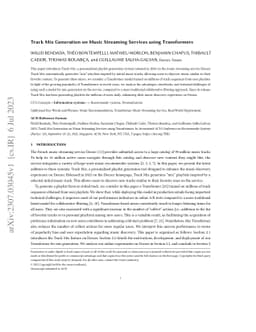 Track Mix Generation on Music Streaming Services using Transformers
