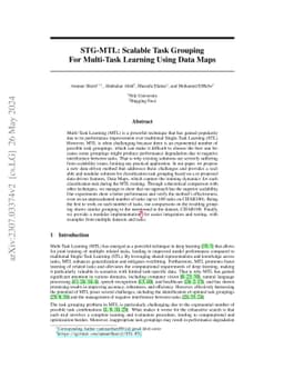 STG-MTL: Scalable Task Grouping for Multi-Task Learning Using Data Map