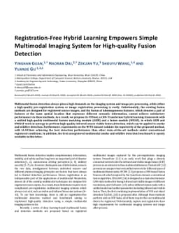 Registration-Free Hybrid Learning Empowers Simple Multimodal Imaging
  System for High-quality Fusion Detection