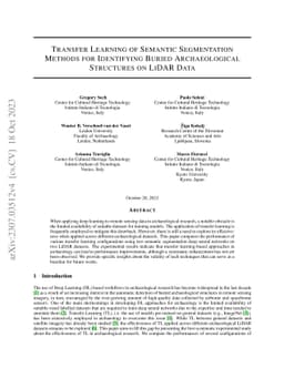 Transfer Learning of Semantic Segmentation Methods for Identifying
  Buried Archaeological Structures on LiDAR Data
