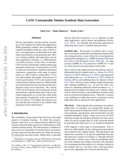 CuTS: Customizable Tabular Synthetic Data Generation