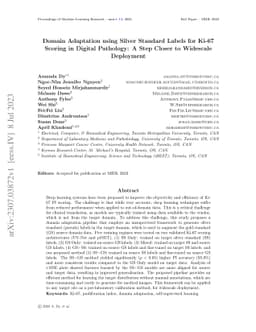 Domain Adaptation using Silver Standard Labels for Ki-67 Scoring in
  Digital Pathology: A Step Closer to Widescale Deployment