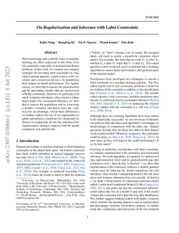 On Regularization and Inference with Label Constraints