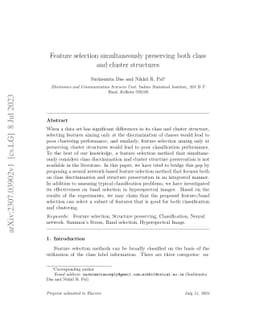 Feature selection simultaneously preserving both class and cluster
  structures