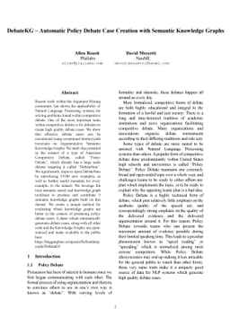DebateKG: Automatic Policy Debate Case Creation with Semantic Knowledge
  Graphs